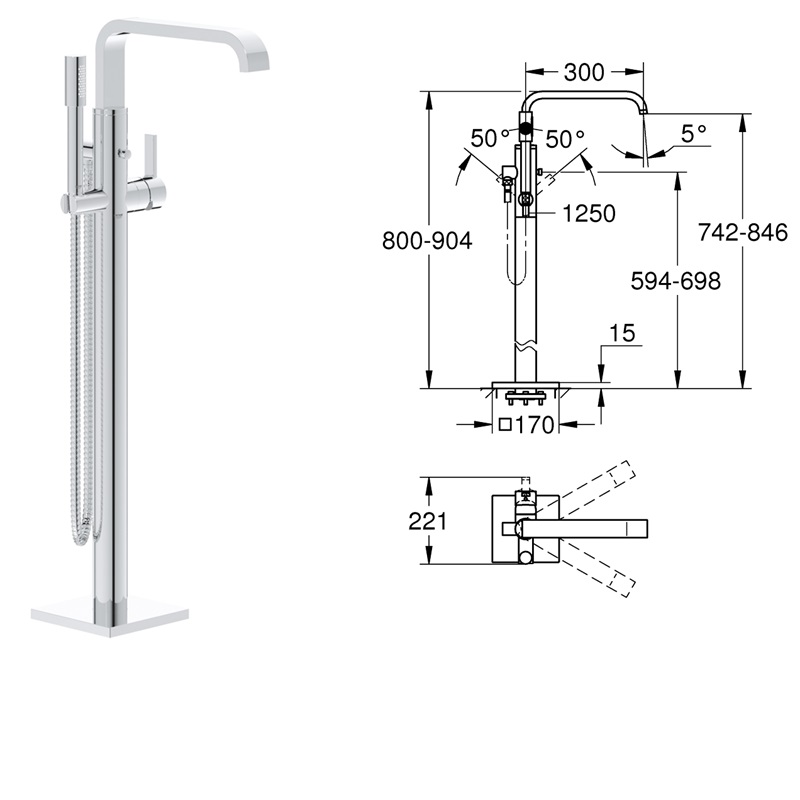 Grohe Allure cześci zamienne do baterii wannowej wolnostojacej